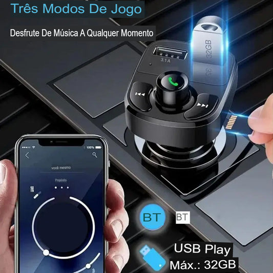 Transmissor FM Bluetooth para Carro – Carregador Automotivo