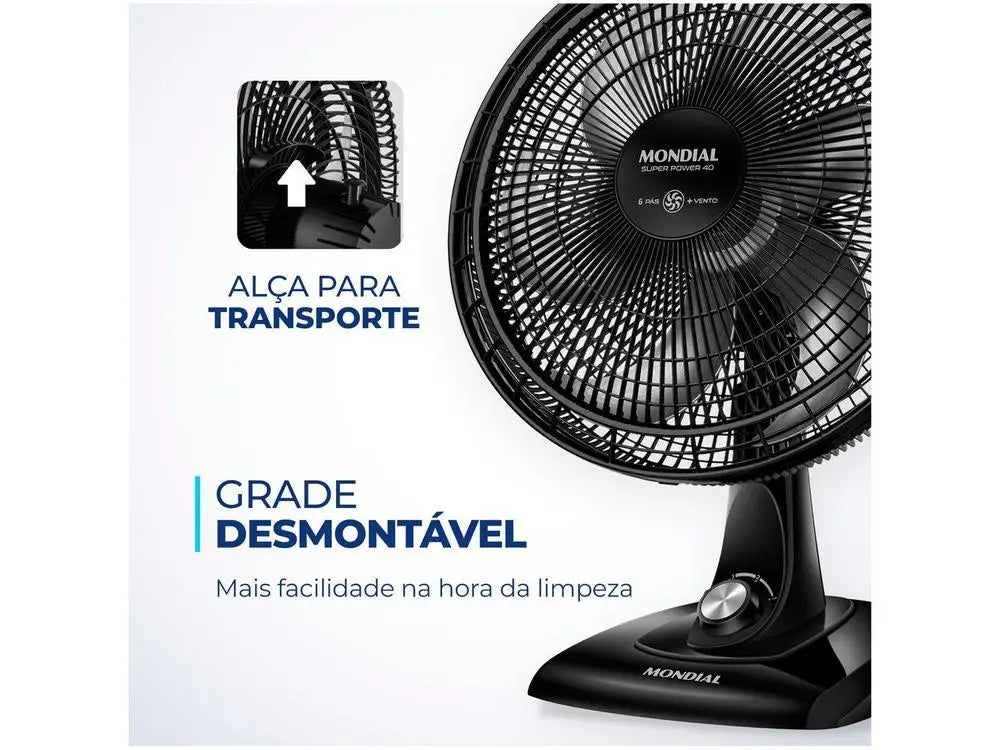 Ventilador Mondial Super Power 40cm 6 Pás 3 Velocidades 140W - 110V