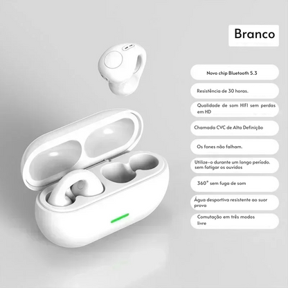 Fone de Ouvido T75 com Condução Óssea – Bluetooth 5.3 Sem Fio, HiFi, À Prova d’Água