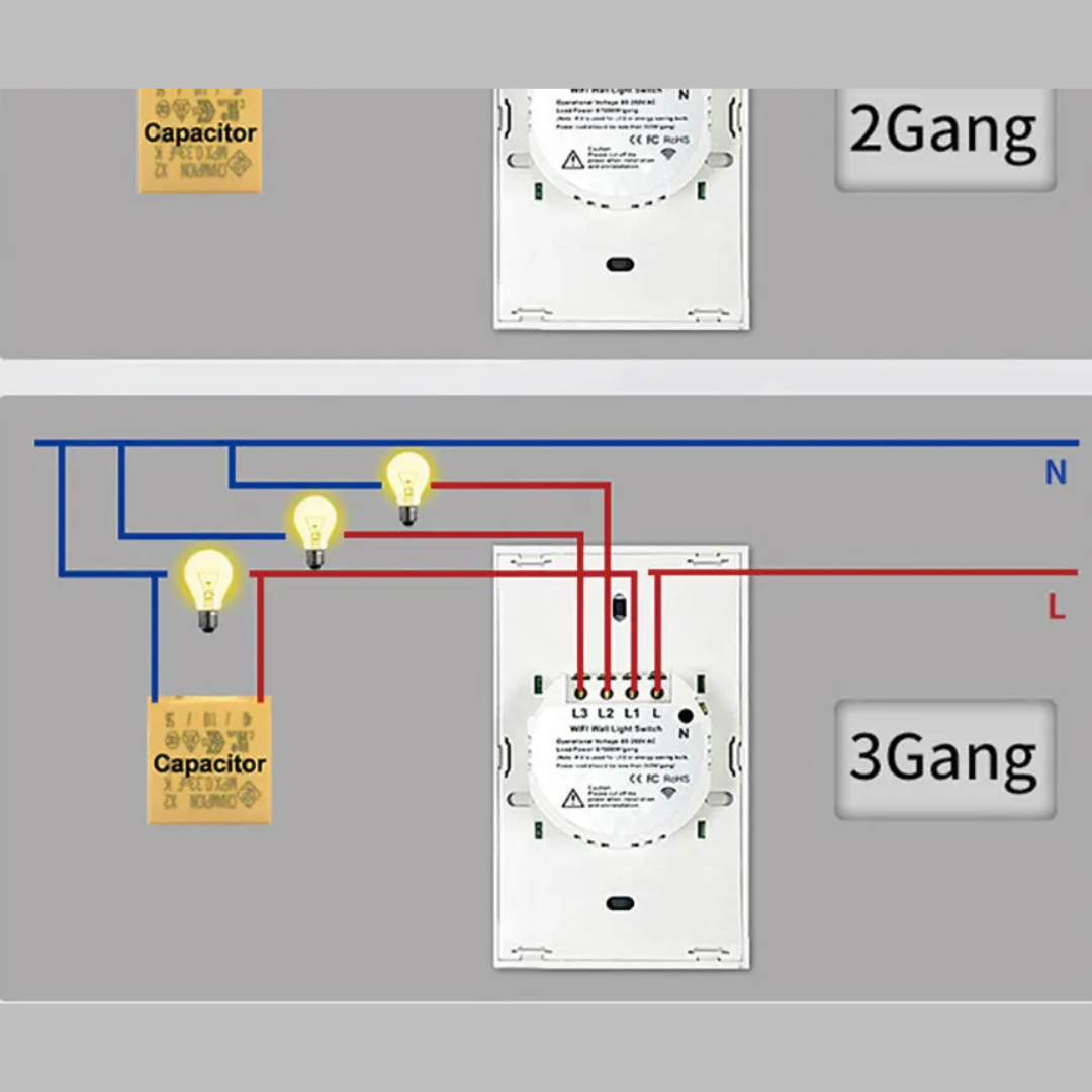 Interruptor de Parede Inteligente Alexa WiFi + RF433 Sem Fio – Controle por Voz, Compatível com Alexa e Google Home