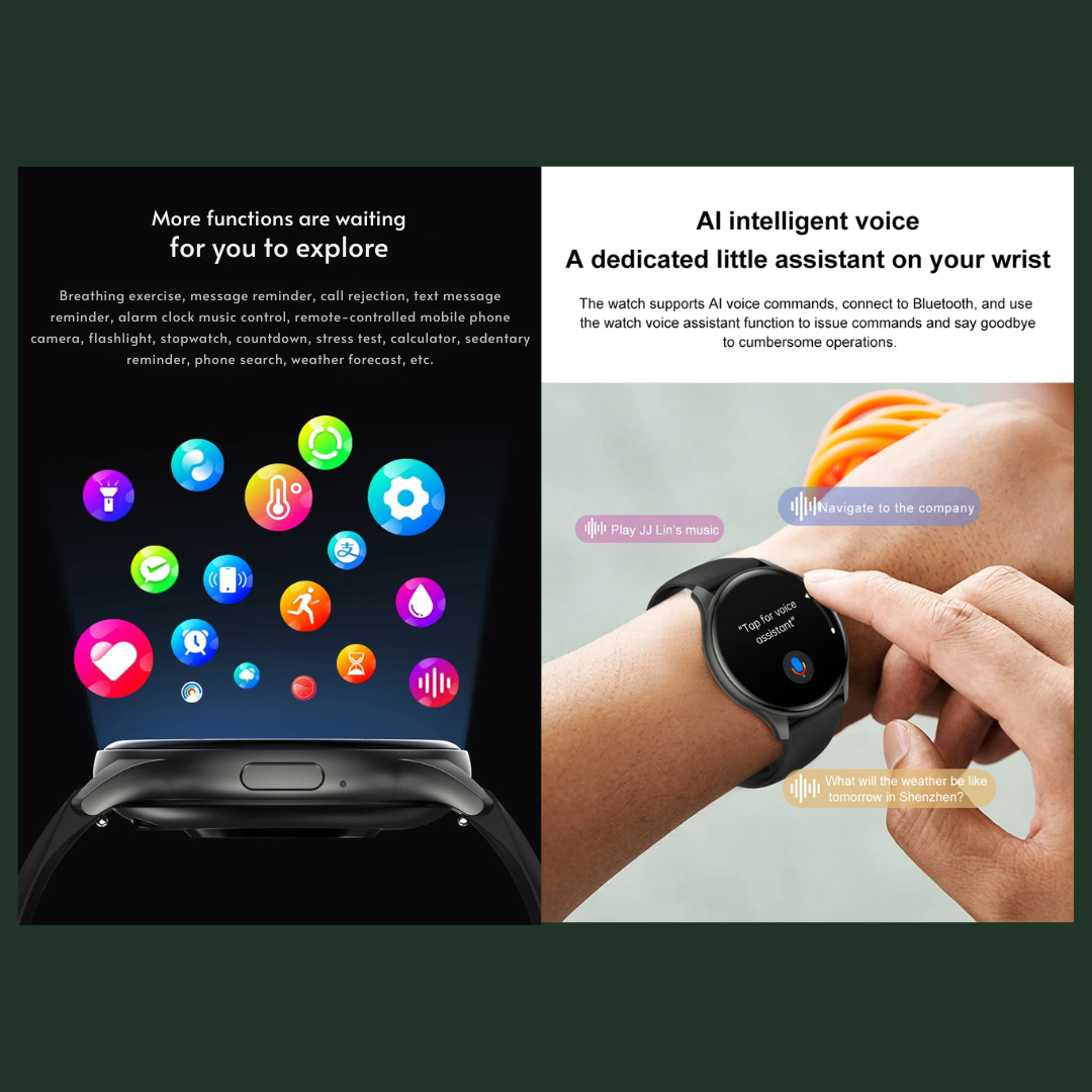 Smartwatch  com Tela AMOLED 1.43", Bluetooth e Monitoramento de Saúde – Compatível com Xiaomi, Huawei, Android e iOS