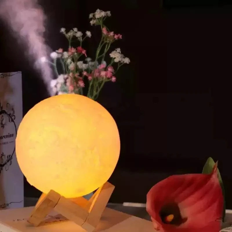 Umidificador Aromatizador Luminária Lua Cheia – Difusor de Aromas Ultrassônico USB