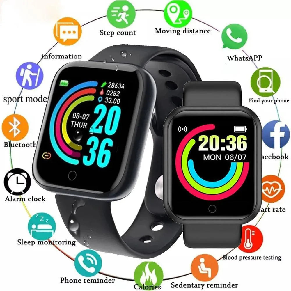 Smartwatch – Relógio Inteligente Y68 Esportivo Bluetooth Android/iOS – Monitor de Frequência Cardíaca