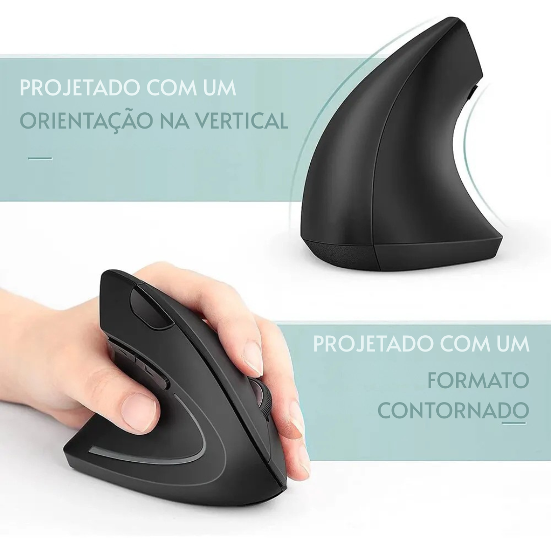 Mouse Vertical Ergonômico Sem Fio SUPMANGO | 2.4GHz | 6 Botões | 3 Níveis de DPI |