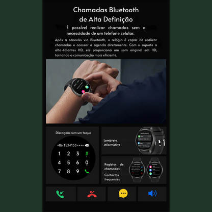 Smartwatch  com Tela AMOLED 1.43", Bluetooth e Monitoramento de Saúde – Compatível com Xiaomi, Huawei, Android e iOS