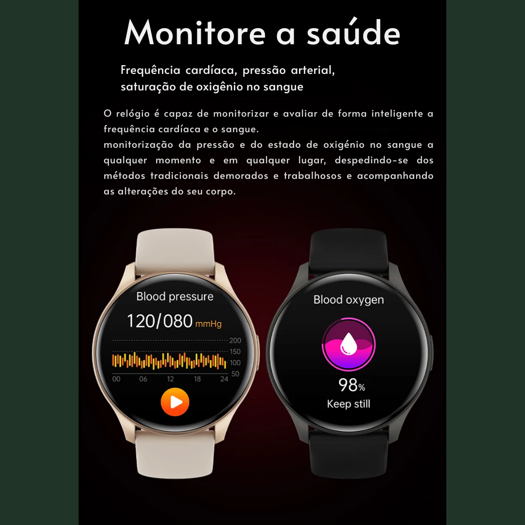 Smartwatch  com Tela AMOLED 1.43", Bluetooth e Monitoramento de Saúde – Compatível com Xiaomi, Huawei, Android e iOS