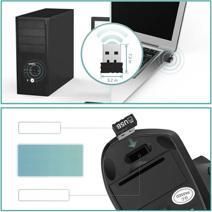 Mouse Vertical Ergonômico Sem Fio SUPMANGO | 2.4GHz | 6 Botões | 3 Níveis de DPI |