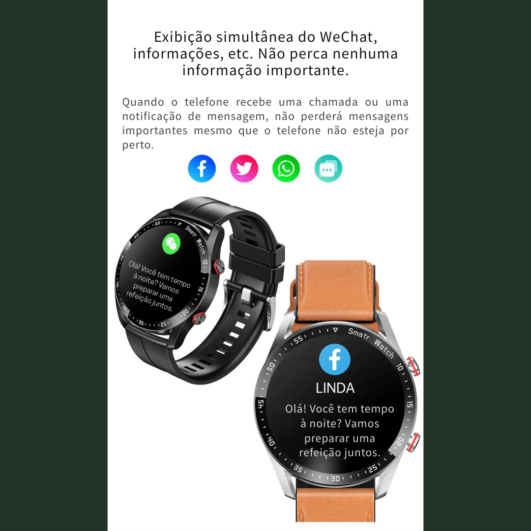Smartwatch Masculino com ECG + PPG, Chamadas via Bluetooth e Monitoramento de Saúde – ChiBear