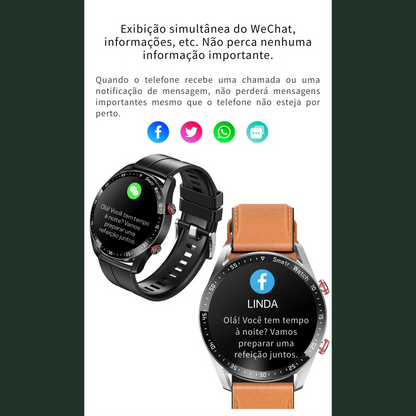 Smartwatch Masculino com ECG + PPG, Chamadas via Bluetooth e Monitoramento de Saúde – ChiBear