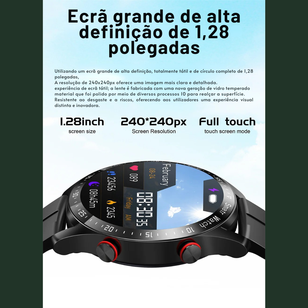 Smartwatch Masculino com ECG + PPG, Chamadas via Bluetooth e Monitoramento de Saúde – ChiBear