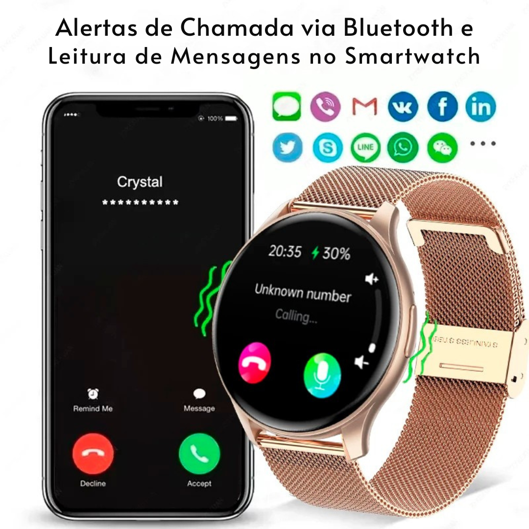 Smartwatch  com Tela AMOLED 1.43", Bluetooth e Monitoramento de Saúde – Compatível com Xiaomi, Huawei, Android e iOS
