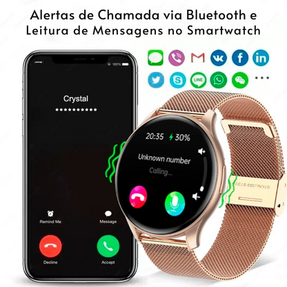 Smartwatch  com Tela AMOLED 1.43", Bluetooth e Monitoramento de Saúde – Compatível com Xiaomi, Huawei, Android e iOS