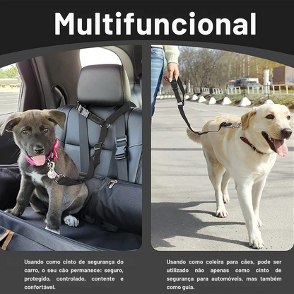 Cinto de Segurança para Cães e Gatos – Guia de Segurança com Presilha no Encosto de Cabeça, Ajustável