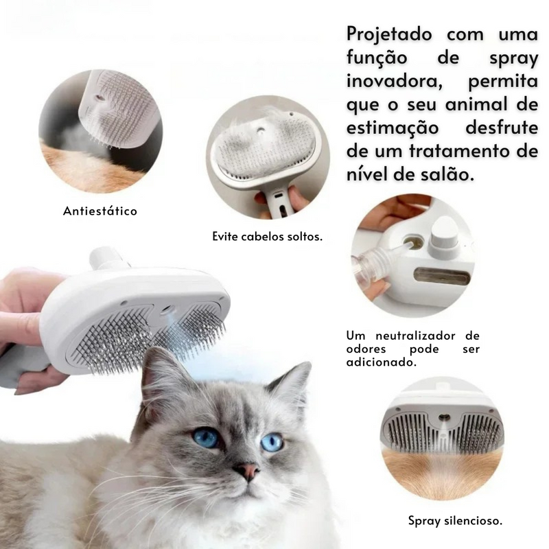 Escova Autolimpante com Vapor para Pets - FurCare Pro