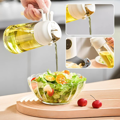 Spray de Óleo 2 em 1 – Pulverizador de Óleo para Cozinha, Garrafa de Óleo em Spray