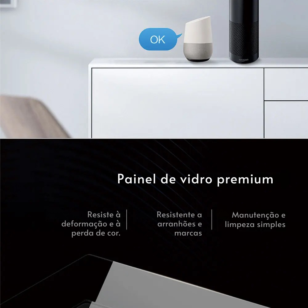 Interruptor de Parede Inteligente Alexa WiFi + RF433 Sem Fio – Controle por Voz, Compatível com Alexa e Google Home