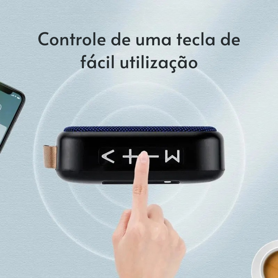 Caixa de Som Bluetooth Portátil com Subwoofer – Recarregável e com Rádio FM Integrado