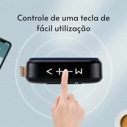 Caixa de Som Bluetooth Portátil com Subwoofer – Recarregável e com Rádio FM Integrado