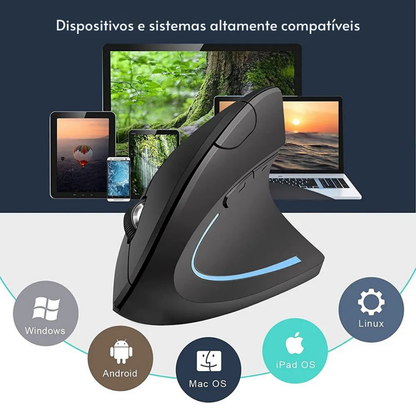 Mouse Vertical Ergonômico Sem Fio SUPMANGO | 2.4GHz | 6 Botões | 3 Níveis de DPI |