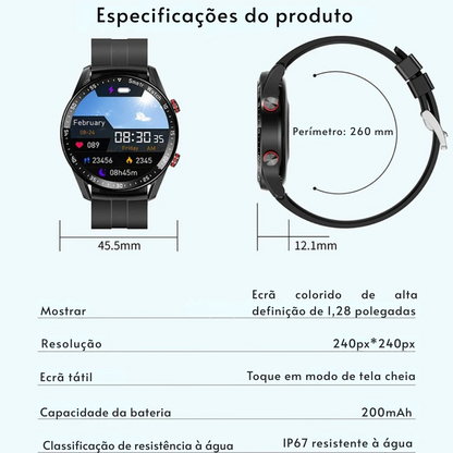 Smartwatch Masculino com ECG + PPG, Chamadas via Bluetooth e Monitoramento de Saúde – ChiBear
