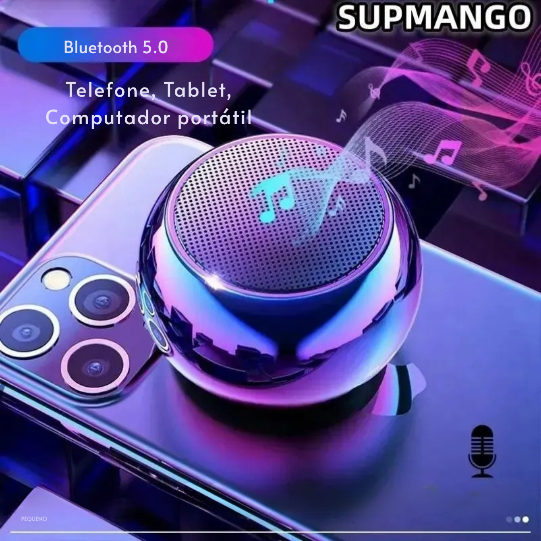 Caixa de Som Bluetooth Portátil Mini PHONEPACE – Subwoofer Surround em Aço