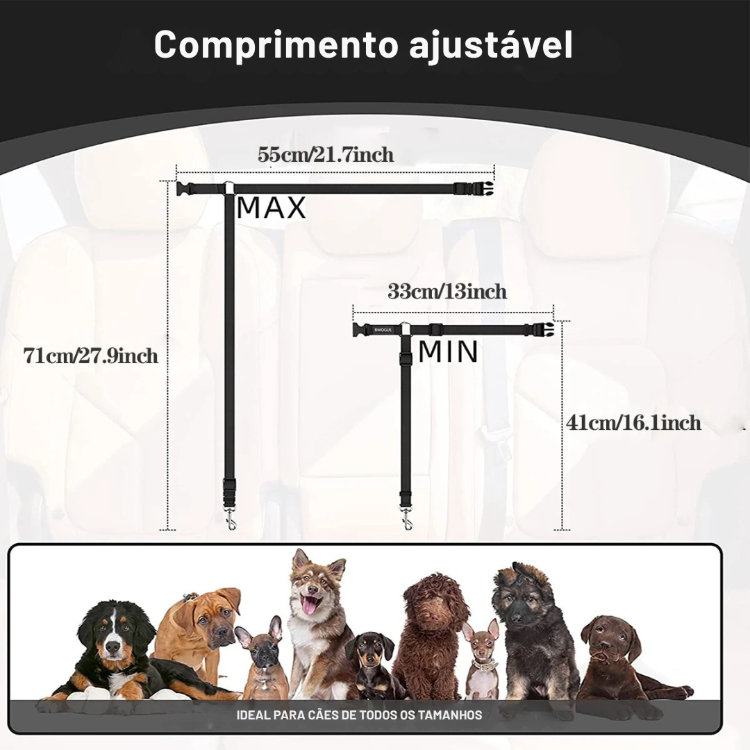 Cinto de Segurança para Cães e Gatos – Guia de Segurança com Presilha no Encosto de Cabeça, Ajustável