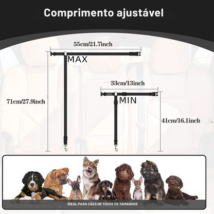 Cinto de Segurança para Cães e Gatos – Guia de Segurança com Presilha no Encosto de Cabeça, Ajustável