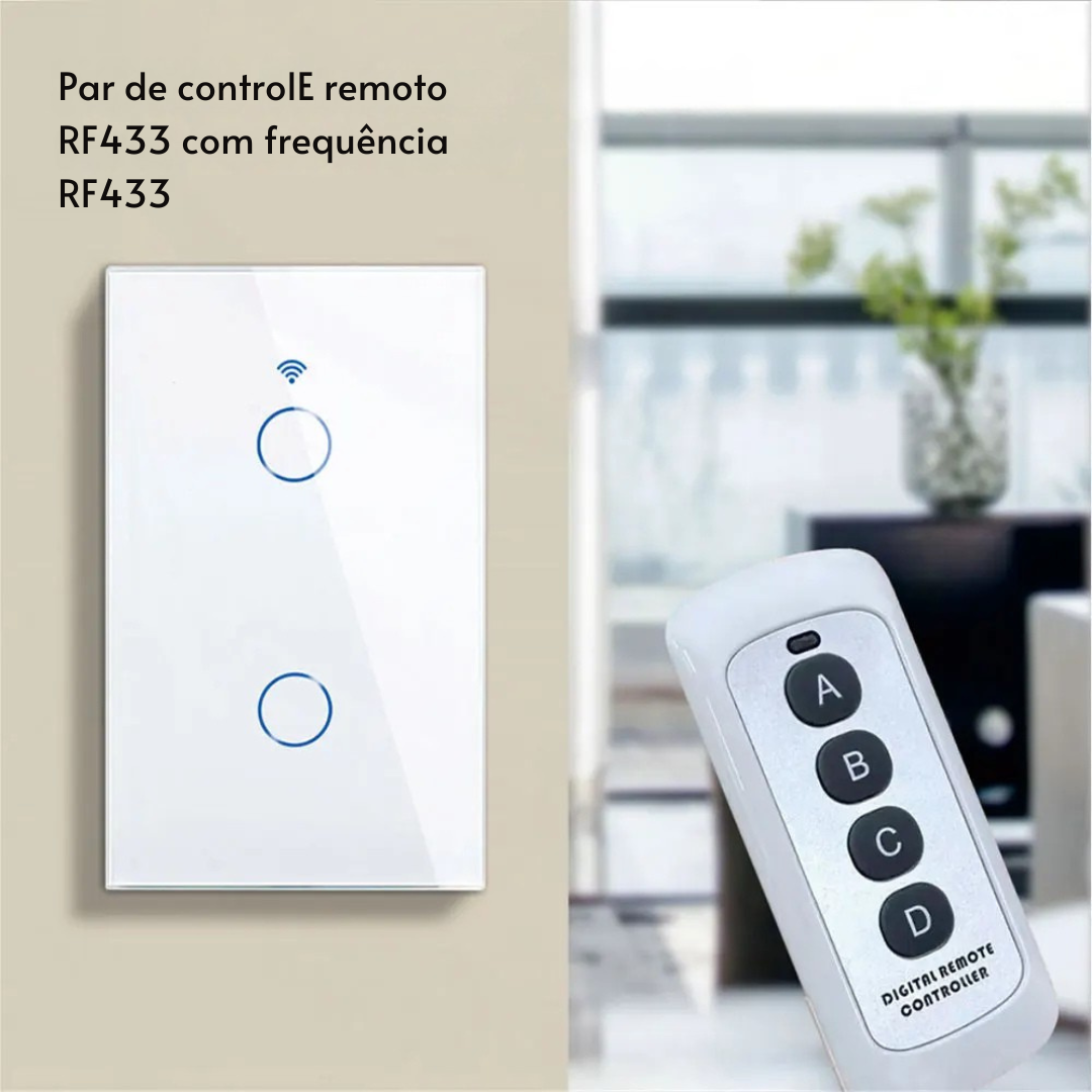 Interruptor de Parede Inteligente Alexa WiFi + RF433 Sem Fio – Controle por Voz, Compatível com Alexa e Google Home