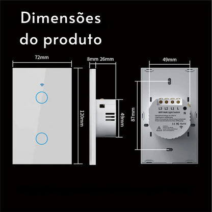 Interruptor de Parede Inteligente Alexa WiFi + RF433 Sem Fio – Controle por Voz, Compatível com Alexa e Google Home