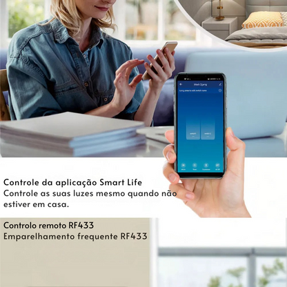 Interruptor de Parede Inteligente Alexa WiFi + RF433 Sem Fio – Controle por Voz, Compatível com Alexa e Google Home