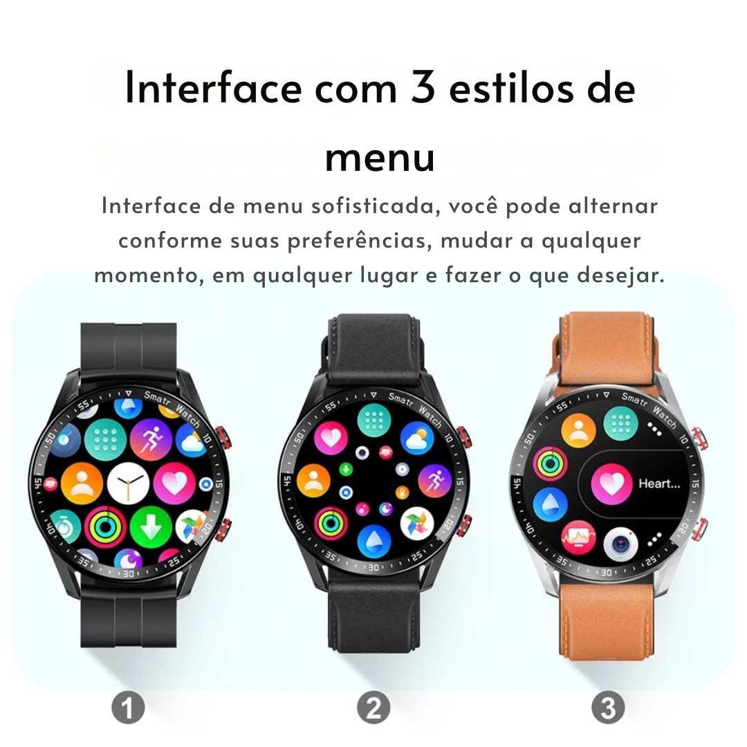 Smartwatch Masculino com ECG + PPG, Chamadas via Bluetooth e Monitoramento de Saúde – ChiBear