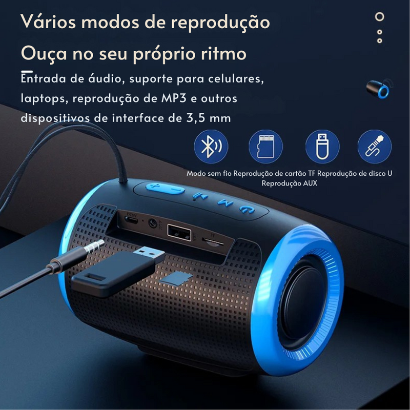 SoundWave Pro - Caixa de Som Bluetooth Portátil e Impermeável