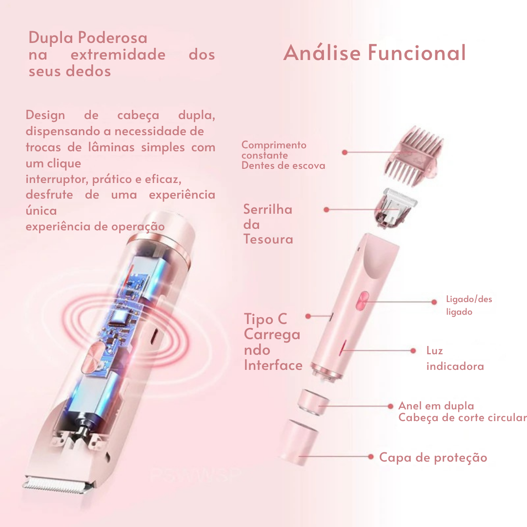 Aparador de Pelos Elétrico Feminino 2 em 1