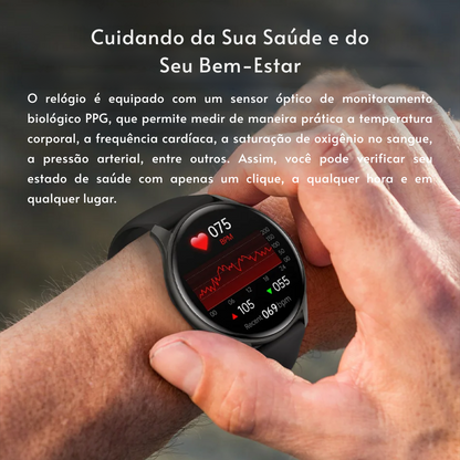 Smartwatch  com Tela AMOLED 1.43", Bluetooth e Monitoramento de Saúde – Compatível com Xiaomi, Huawei, Android e iOS