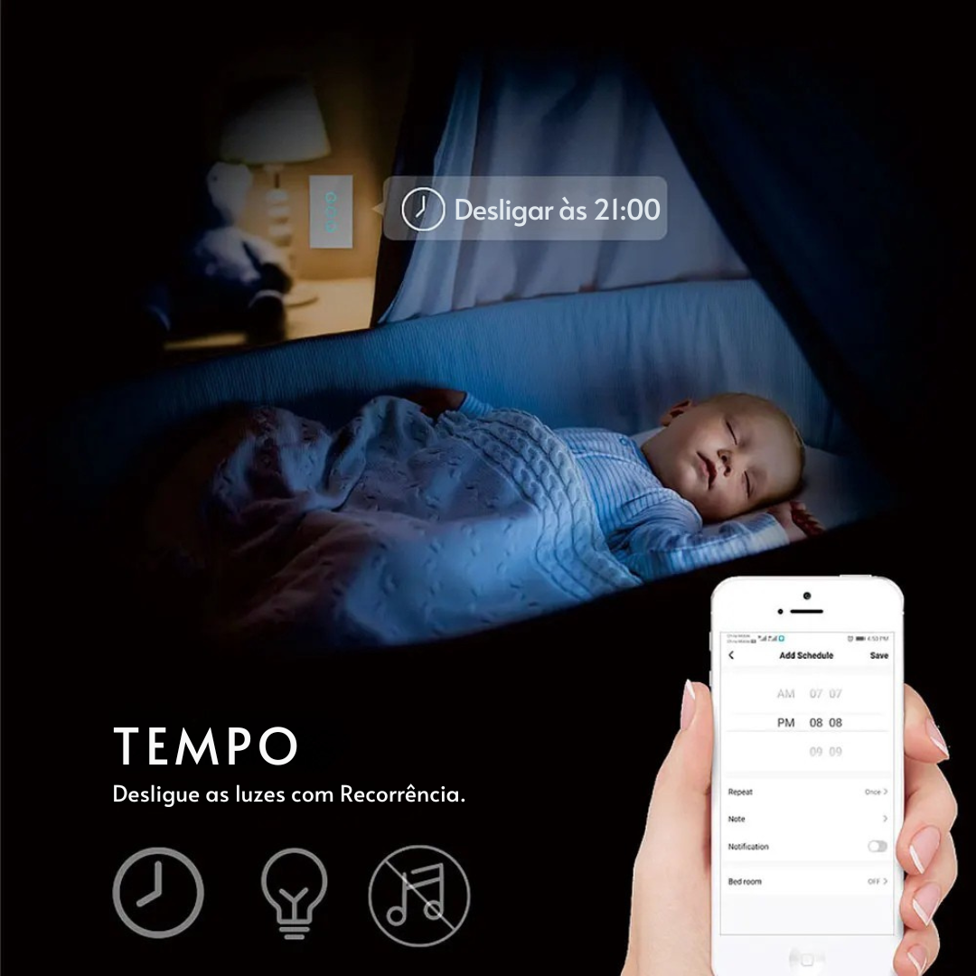 Interruptor de Parede Inteligente Alexa WiFi + RF433 Sem Fio – Controle por Voz, Compatível com Alexa e Google Home
