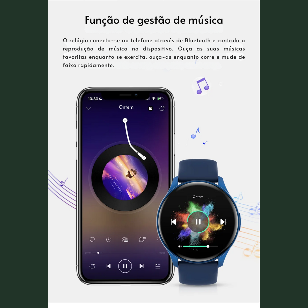 Smartwatch  com Tela AMOLED 1.43", Bluetooth e Monitoramento de Saúde – Compatível com Xiaomi, Huawei, Android e iOS