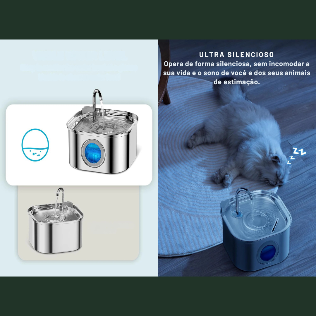 Fonte de Água Automática em Aço Inoxidável 3,2L – Bebedouro Inteligente para Gatos e Cães