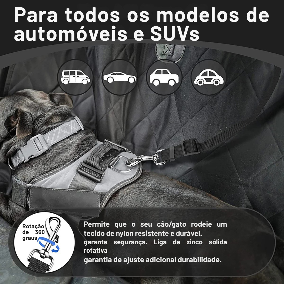 Cinto de Segurança para Cães e Gatos – Guia de Segurança com Presilha no Encosto de Cabeça, Ajustável