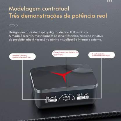 Fones de Ouvido M90 TWS Bluetooth – Controle Touch, Cancelamento de Ruído, Estéreo HiFi e Microfone Integrado