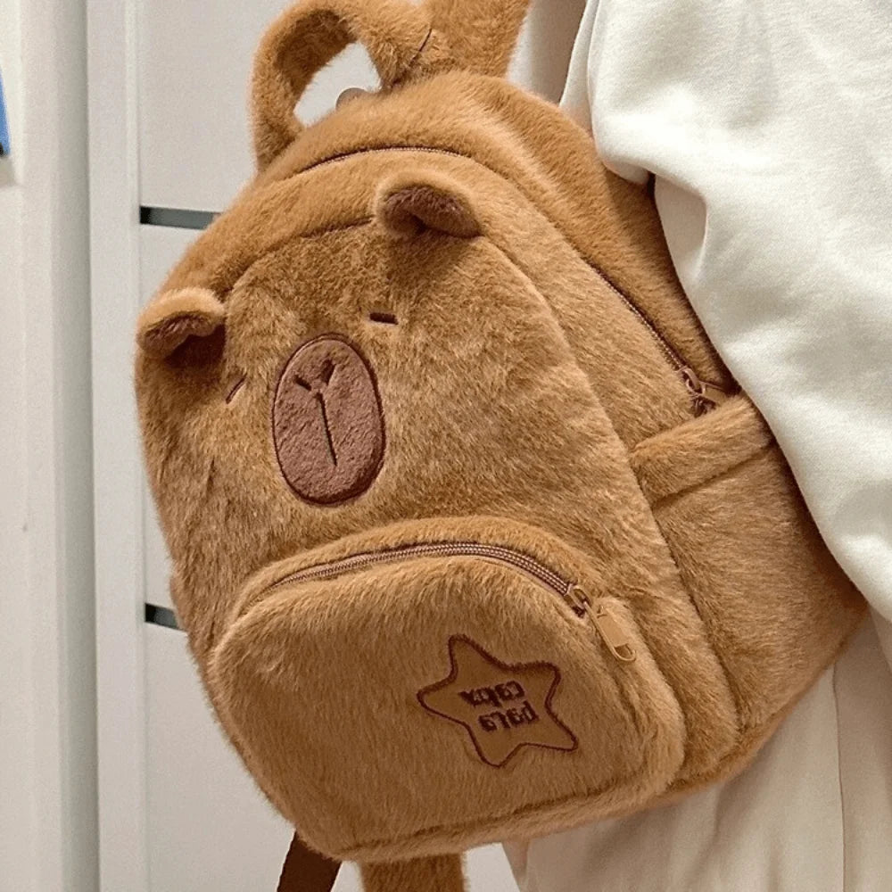 Mochila de Pelúcia Capivara | Mochila Fofa e Estilosa, Presente Criativo para Crianças e Adultos