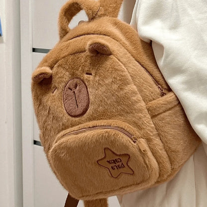 Mochila de Pelúcia Capivara | Mochila Fofa e Estilosa, Presente Criativo para Crianças e Adultos