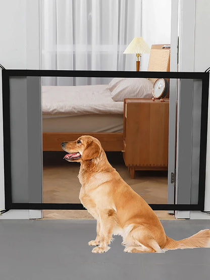 Cerca de Segurança para Cães com 4 Ganchos – Rede Isoladora Respirável para Escadas e Portas, Dobravel para Segurança e Conforto