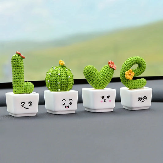 Conjunto com 4 Mini Plantas Suculentas de Resina – Decoração para Casa, Escritório ou Carro