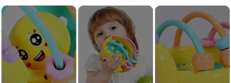 Bola Sensorial para Bebê 10cm com Chocalho - Andador Dobrável, Desenvolve Inteligência e Entretenimento para Bebês de 0 a 12 Meses