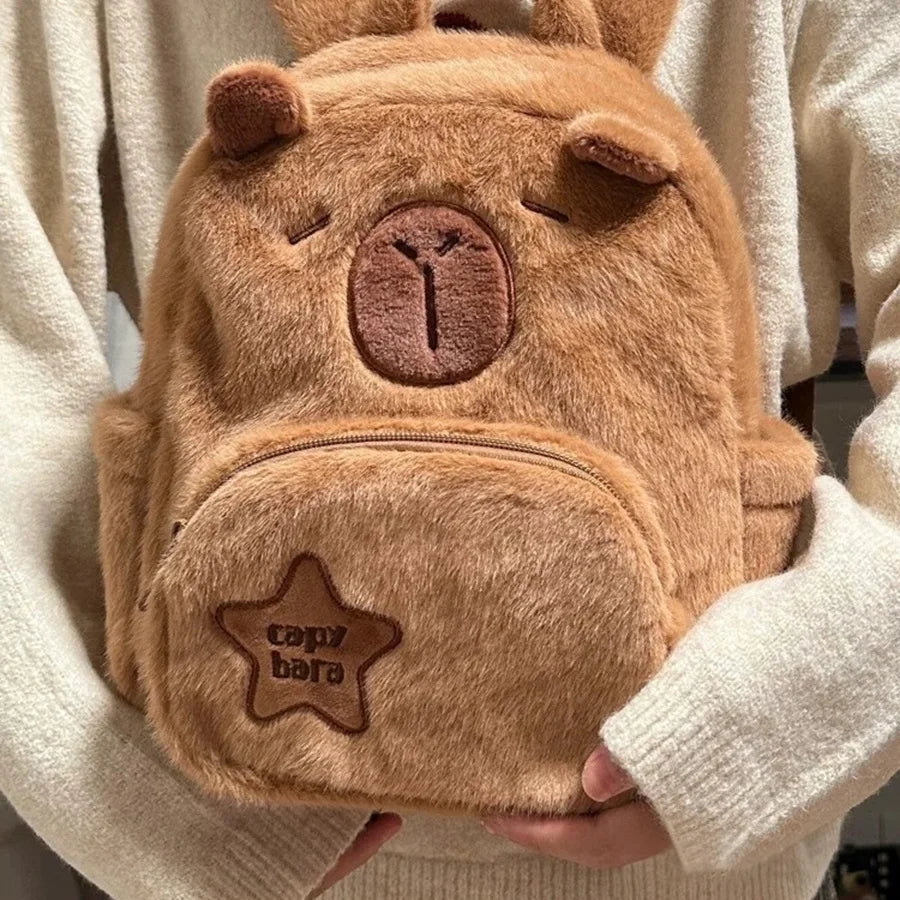 Mochila de Pelúcia Capivara | Mochila Fofa e Estilosa, Presente Criativo para Crianças e Adultos