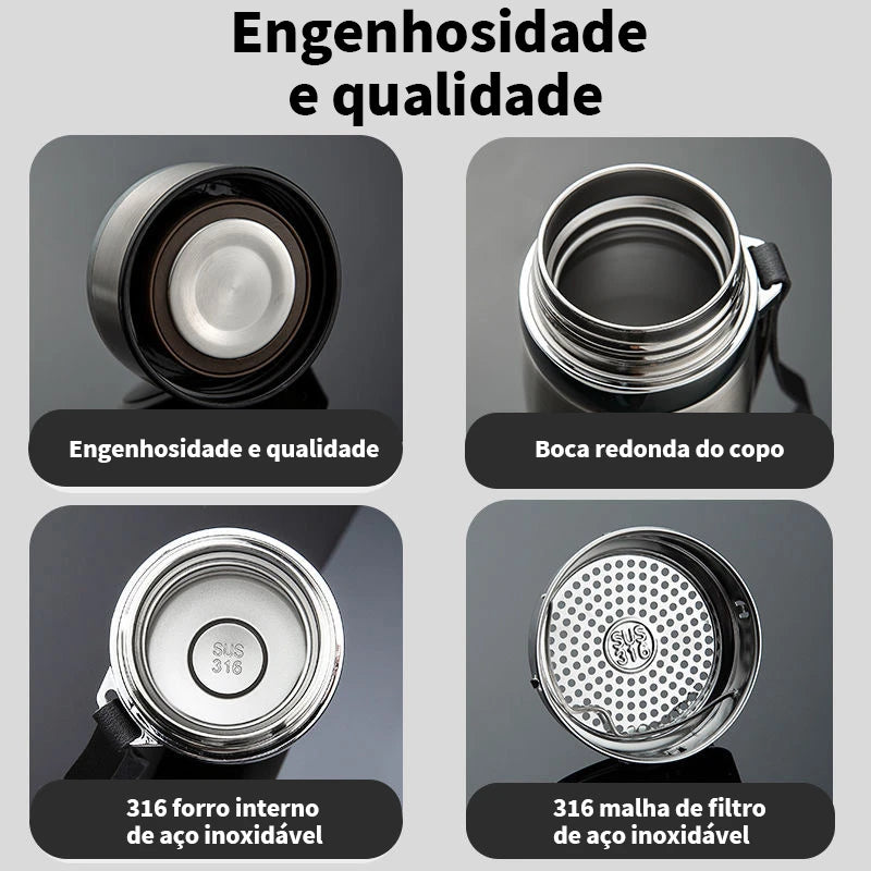 Garrafa Térmica de 800ml - Isolamento a Vácuo e Super Resistência