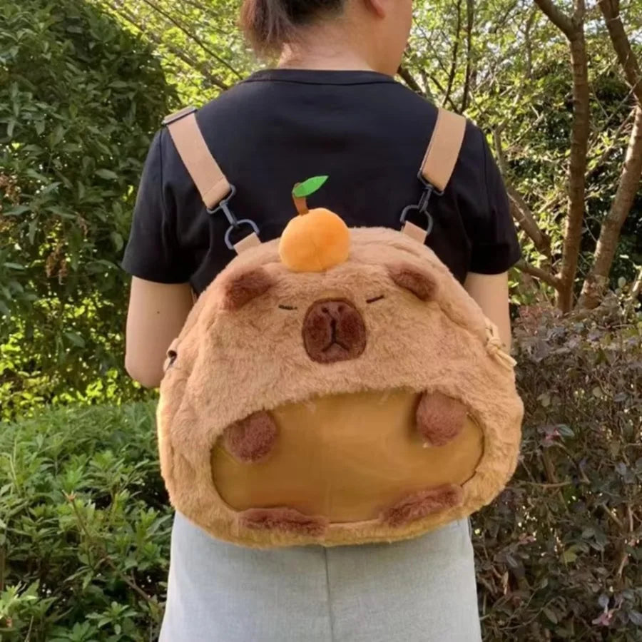 Mochila de Pelúcia Capivara | Mochila Fofa e Estilosa, Presente Criativo para Crianças e Adultos