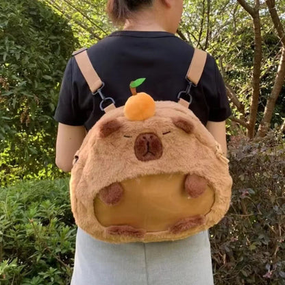 Mochila de Pelúcia Capivara | Mochila Fofa e Estilosa, Presente Criativo para Crianças e Adultos
