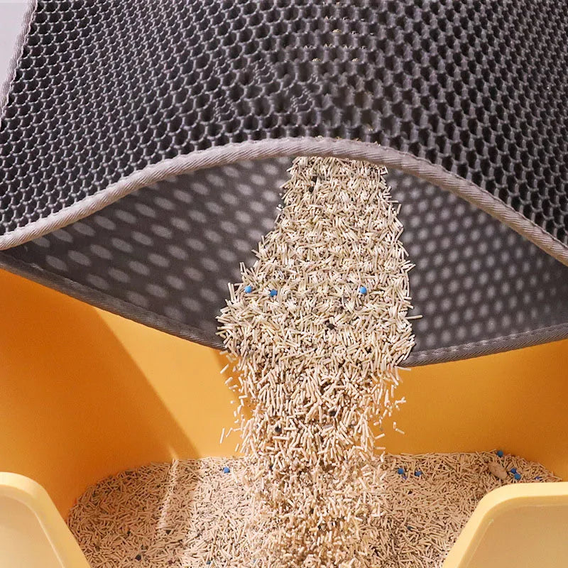 Tapete de Areia para Gato - Dupla Camada, À Prova d'Água, Antiderrapante, Fácil de Limpar