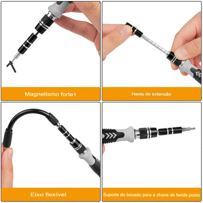 Kit de Chaves de Fenda Magnéticas WOZOBUY – 25 em 1 com Bits Torx, Philips, Tri-Wing, Y e Mais